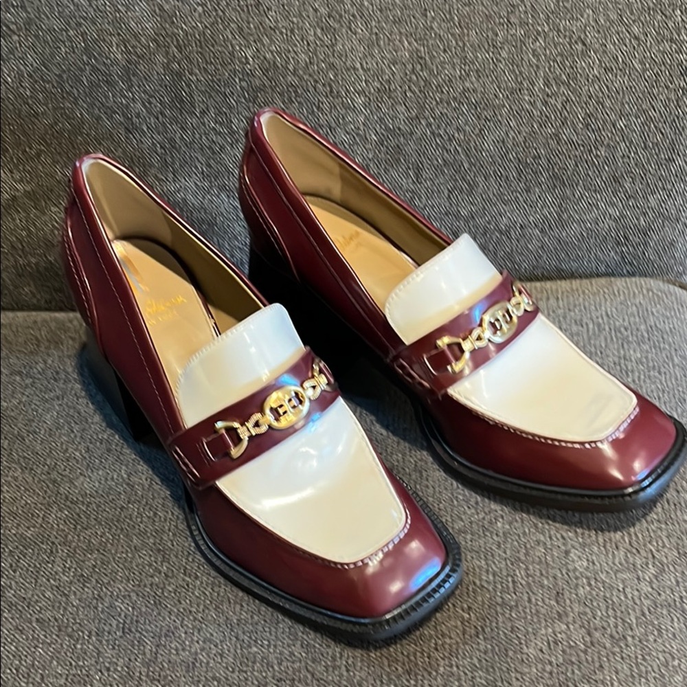Sam Edelman Brown and Cream Platform Shoes with Chunky Heel Size 9 NEW